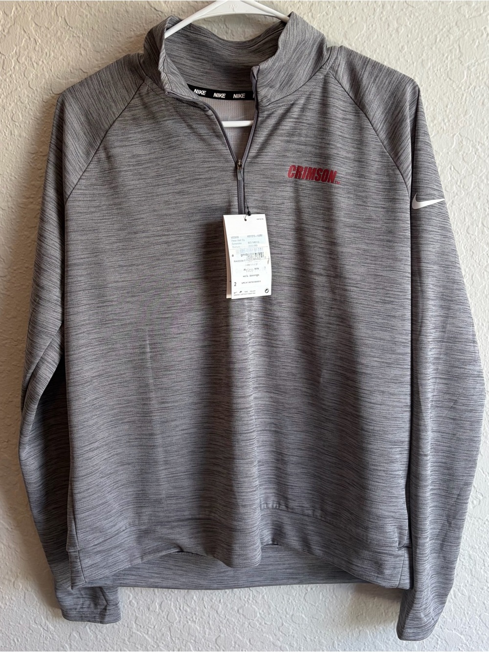 Nike Harvard Crimson Gray Dri Fit Half Zip Light Jacket - Women’s Medium NWT